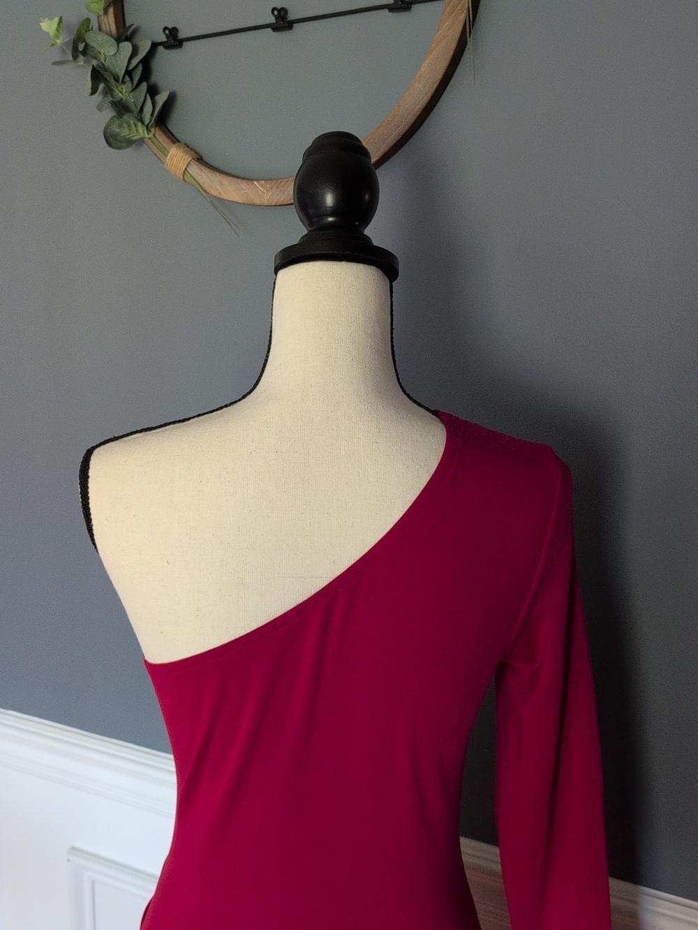 Sleeveless One Shoulder Cocktail Dress Bodycon Tie Waist Dress - Red, Size Small - Picture 9 of 10